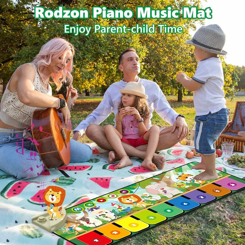 Rodzon Toys for 1-4 Year Old Boys Girls, Musical Play Mat with 9 Piano Keyboard, Piano Dance Mat Built in 19 Sounds & Recording Function for Toddlers Infant Kids Birthday Gifts Present Early Education 5