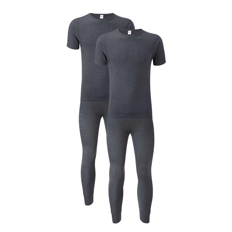 Pack of 2 Mens Thermal Underwear Set Top and Bottom Warm Baselayer for Winter Outdoor Sports in Black Grey Navy White Small to Large by Heatwave Thermalwear 4