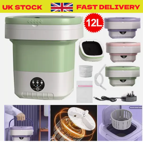12L Portable Washing Machine Mini Washer Foldable Washer Spin Dryer Small Travel