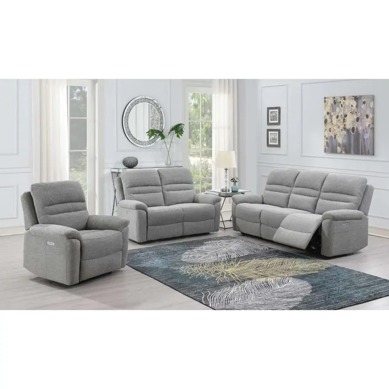 Belford Grey Fabric 2 Seater Recliner Sofa | Upholstered Comfort | USB Charger 1