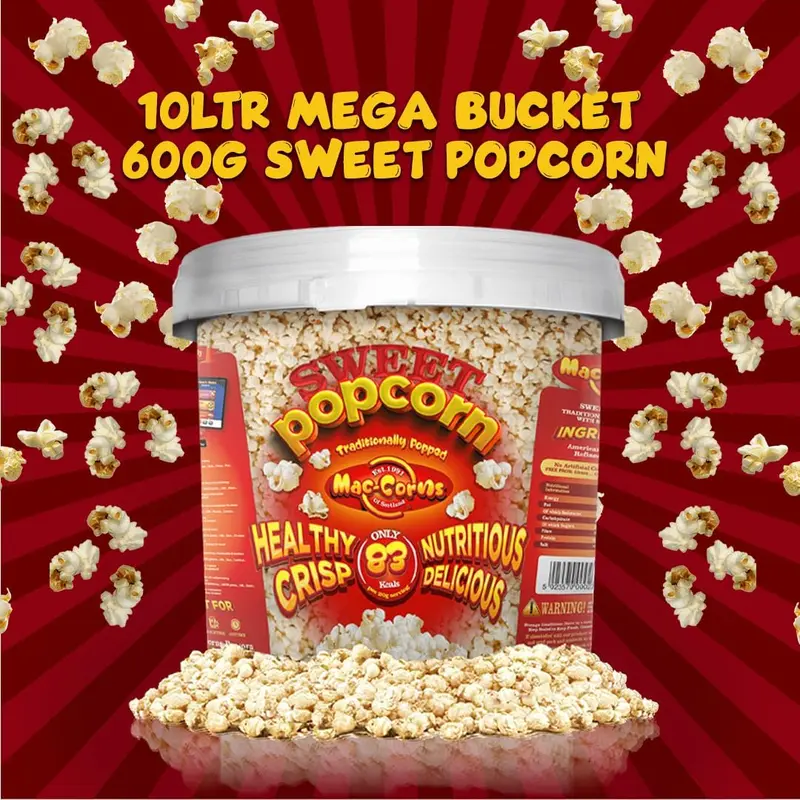 Mac-Corns - 600g Mega Bucket Sweet Popcorn ~ Traditionally Popped 1