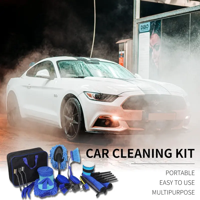 29 Piece car detailing kit, car cleaning kit for Cleaning Wheels, Interior, Exterior, Leather, Dashboard, Vents (Blue)… 6