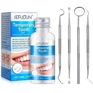 Temporary Tooth Filling Kit, 1 Count Tooth Repair Particles with 4 Counts Tooth Repair Tools, Dental Care Products for Broken Teeth Repair, Teeth Cleaning Kit, Dentures Temporary Fillings
