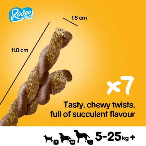 70 Pedigree Rodeo Duos Dog Treats Chicken & Bacon Dog Chews (10x123g) 4