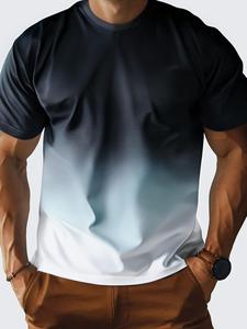 Men's Ombre Print Short Sleeve Tee, Loose Casual Fashion Round Neck T-shirt for Summer, Men's Top for Daily Wear