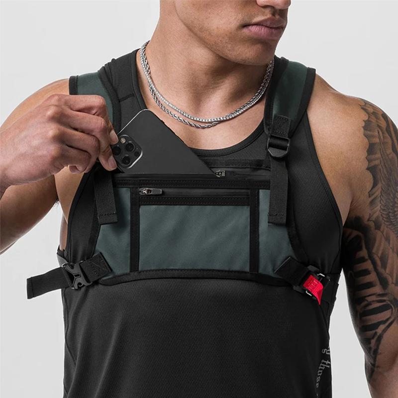 Product Introduction of Ashton Hall Men's Running Vest ,Lightweight, Breathable Sportswear Waterproof Men's 's Chest Rig Bags Multi-function Tactical Vest Backpacks Waist Packs Male Fashion Unisex Chest Bag 2024 NEW 24