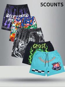 Men's Graphic Print Shorts, Casual Comfy Breathable Shorts for Daily Wear, Men's Bottoms for Summer