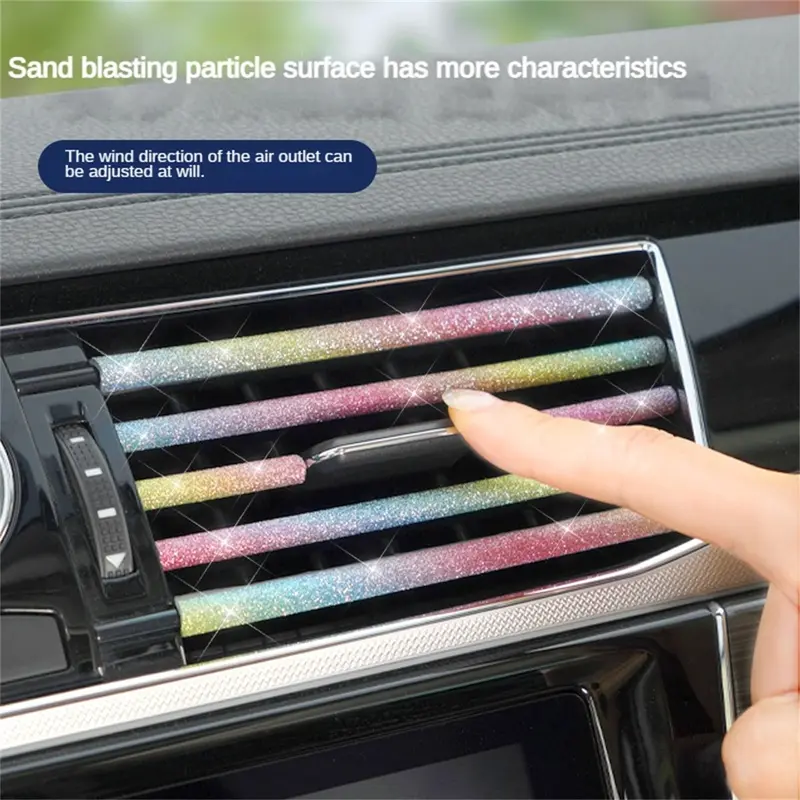 10pcs Pink Car Vent Outlet Trim, Rhinestones Bling Car Accessories Air Conditioner Vent Outlet Trim, Car Interior Decoration Strip For Car Styling 5