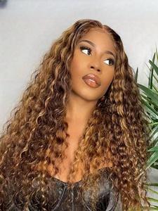 Highlight Deep Wave Lace Front Wigs for Women, Gorgeous Fluffy Wigs with Baby Hair, Human Hair Wigs for Party, Daily Use