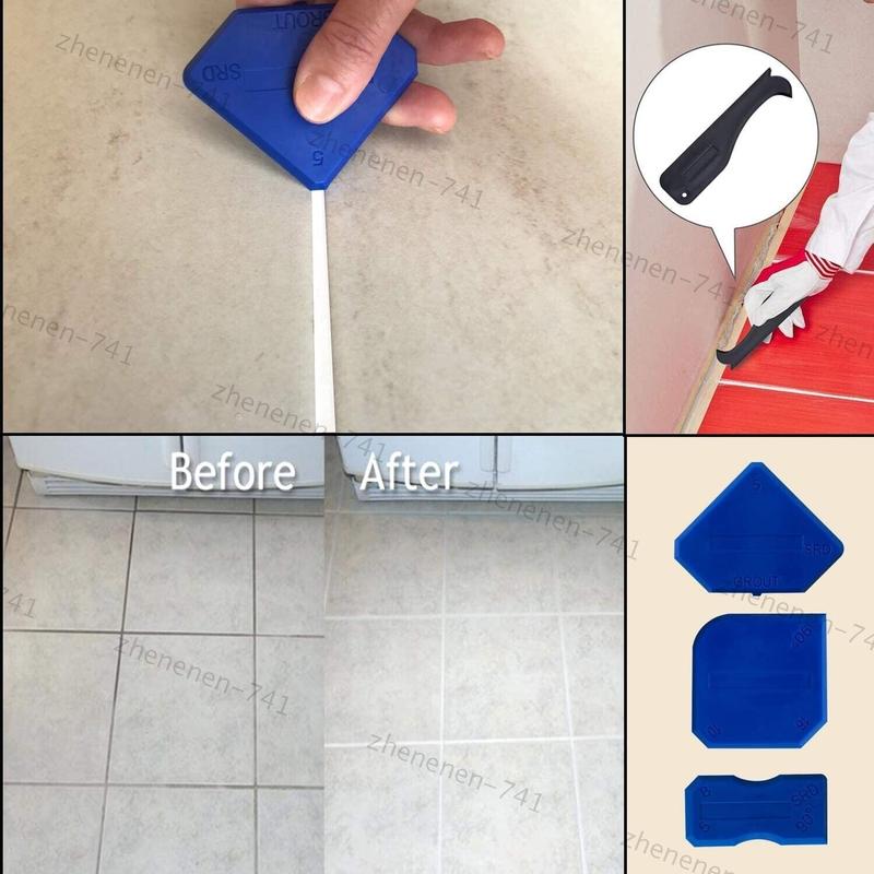9PCS Blue Silicone Sealant Remover Tool Kit - Caulk Scraper, Spreader & Finisher Set - Professional Sealant Removal for Tiles, Bathroom & Kitchen Repairs 7