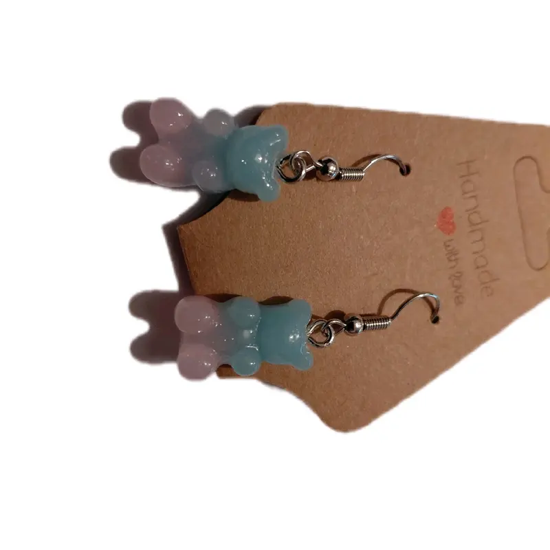 Blue and Pink Gummy Bear Dangle Earring - Perfect for Any Occasion 1