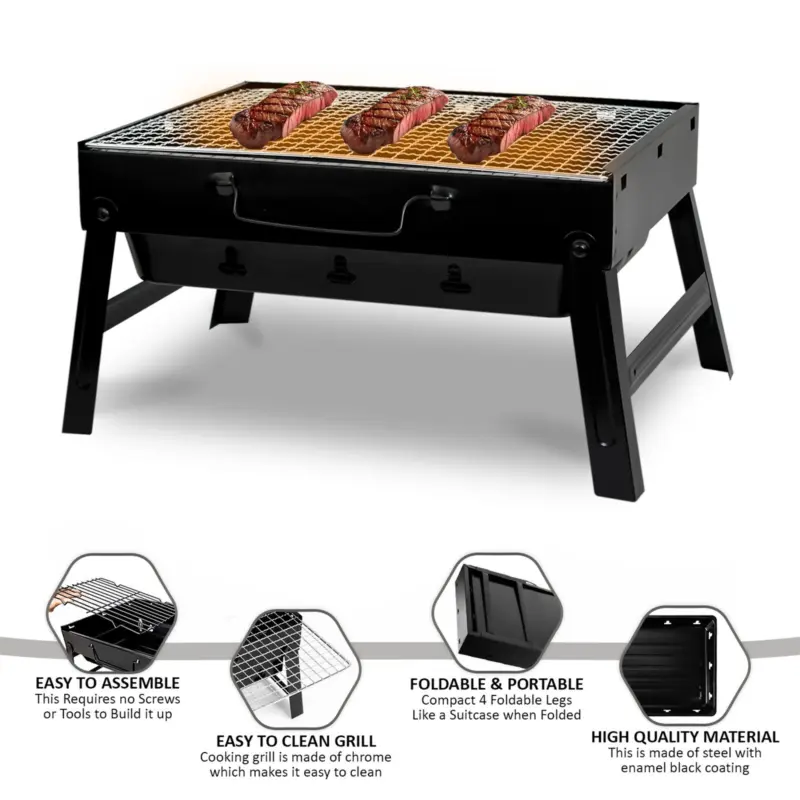 BBQ FOLDING CHARCOAL BARBECUE GRILL PORTABLE TRAVEL OUTDOOR PICNIC 4