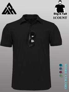 Men's Plus Size Solid Button Polo Shirt without Sunglasses, Casual Short Sleeve Top for Summer, Fashion Men's Clothes for Daily Wear