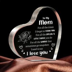 Heart Shaped Acrylic Ornament, Modern Acrylic Plaque, Cute Decorative Gift for Mom