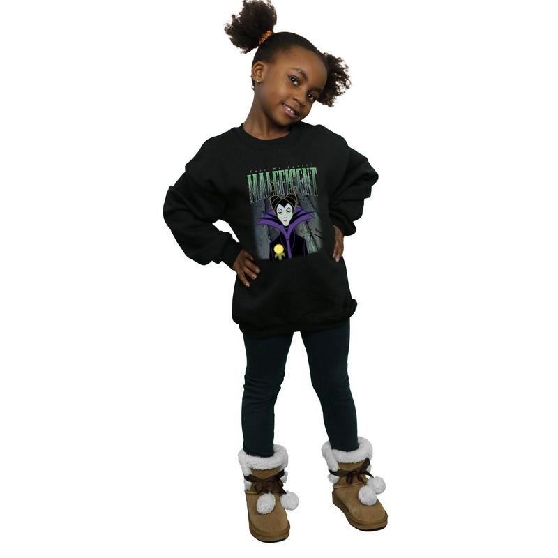 Sleeping Beauty Girls Maleficent Montage Cotton Sweatshirt - Black 6