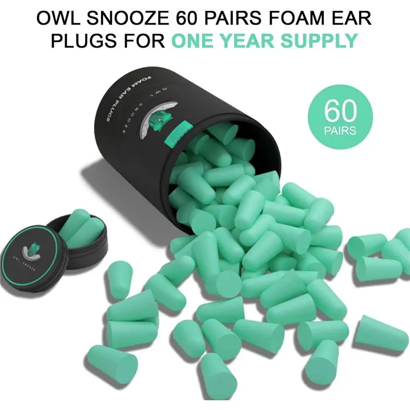 Ear Plugs for Sleeping The Best Noise Cancelling Ear Plugs for Sleeping by Owl Snooze 60 Pairs 38dB Highest SNR, New & Upgraded Reusable & Custom fit Super Soft Foam Earplugs (Green) 3