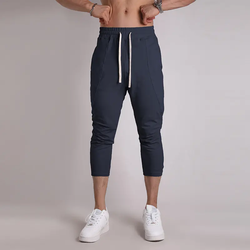 High-Quality Men's Athletic Capri Pants for Gym Jogging and Sports Mens Loose Fit 3/4 Cropped Trousers