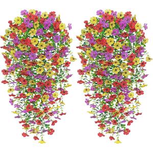 Artificial Hanging Flowers, 4 Counts/set UV Resistant Faux Silk Orchid, Outdoor Fake Flowers for Garden, Porch, Window, Home Decor, Flower Design, Garden Decorations, Flower Arrangement, Decorative Fake Flower