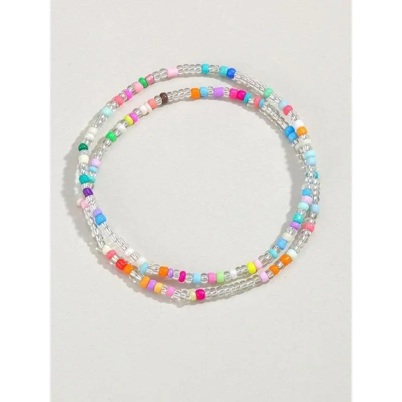 Simple Beaded Elasticity Anklet, for Women & Girls, Casual Accessories for Party, Daily Clothing Decor, Summer Outfits 2024 Jewelry for Birthday Gift 8