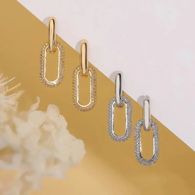 Retro Double Hoop Earrings – Gold Geometric Drop Style for Women & Girls 2