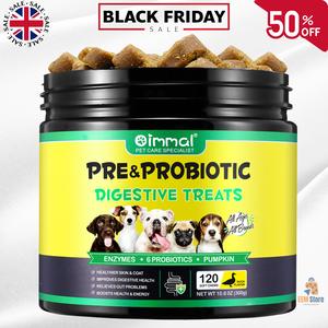 Dog Pre & Probiotic Chews for Digestive Health – Daily Gut Support Treats, 60-120 Chews, Supports Immune System, Relieves Bloating, Promotes Healthy Digestion, Natural Ingredients, Suitable for All Breeds & Sizes pet  treat