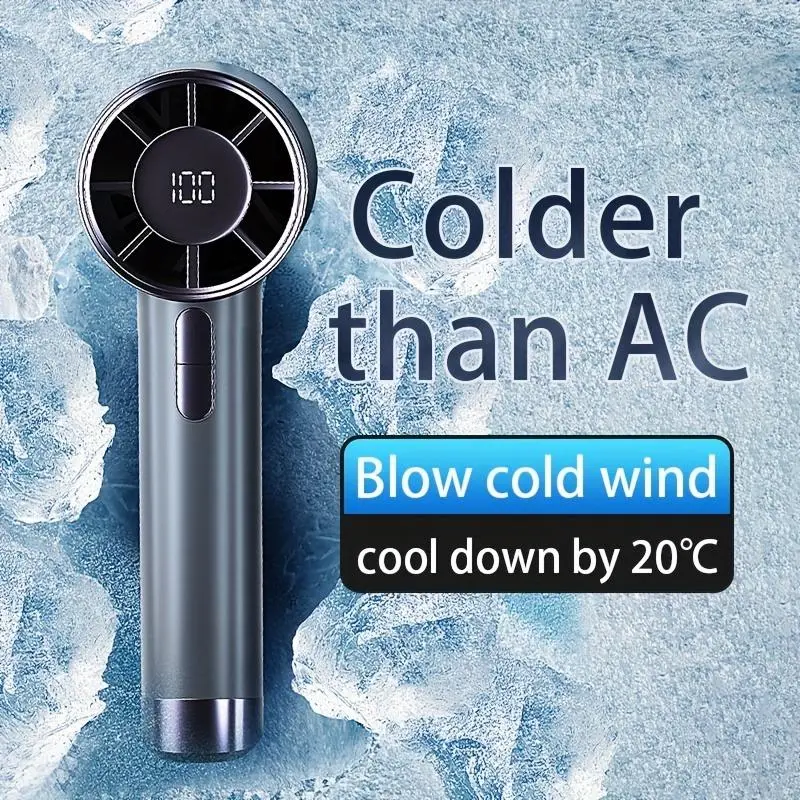 Compact 5-Speed USB Rechargeable Handheld Fan with Digital Display - Quiet, Powerful Mini Fan, 3000mAh Battery, Type-C, Includes Lanyard - Perfect for Outdoor, Home Use & Gifts, Fan Portable