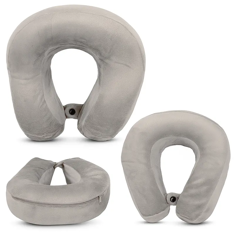 Ergonomic Travel Neck Pillow - Soft Memory Foam, Portable U-Shape Design with Snap Closure, Lightweight for Airplane, Car, & Home - Available in Black, Red, Blue, and Grey 5