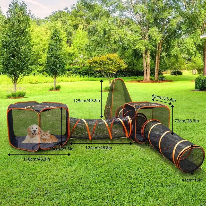 Pet Tunnel Dog Playpen Tunnel Cage House Portable Interactive Play Tent Big Pet Cat Dog Playpen Outdoor Folding Play Tent Tunnel Portable House 2