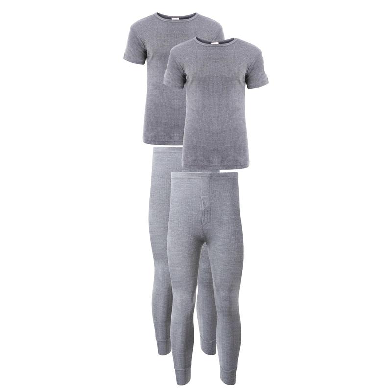 Pack of 2 Mens Thermal Underwear Set Top and Bottom Warm Baselayer for Winter Outdoor Sports in Black Grey Navy White Small to Large by Heatwave Thermalwear 3