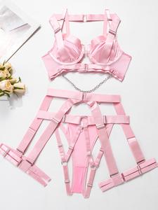 Women's Sexy Lingerie Set, Naughty Lingerie, Adjustable Strap Bra & Thong & Garter Belt & Thigh Straps Set, Soft Lightweight Lingerie, Underwear Sets, Womenswear, Lingerie Nightwear, Soft Comfy Lingerie, Plunge Lingerie, Underwire Lingerie
