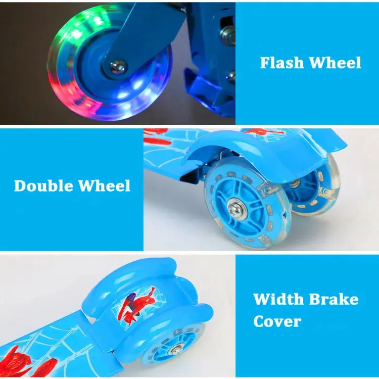 Teenage Kids Iron Scooter Kick Flash LED Brake 3 Wheel Push Adjustable Folding 8