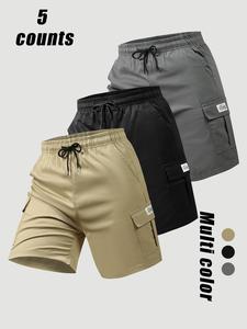 Men's Patched Sports Shorts, Casual Comfy Breathable Quick Drying Cargo Shorts for Daily Outdoor Wear, Menswear, Men's Bottoms for All Seasons