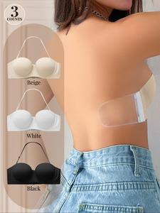 Women's Solid Color Strapless Bandeau Bra, Push Up Silicone Side-wing Off-shoulder Bra, Multi-purpose Suitable for All Seasons, Clothes for Women, Underwear