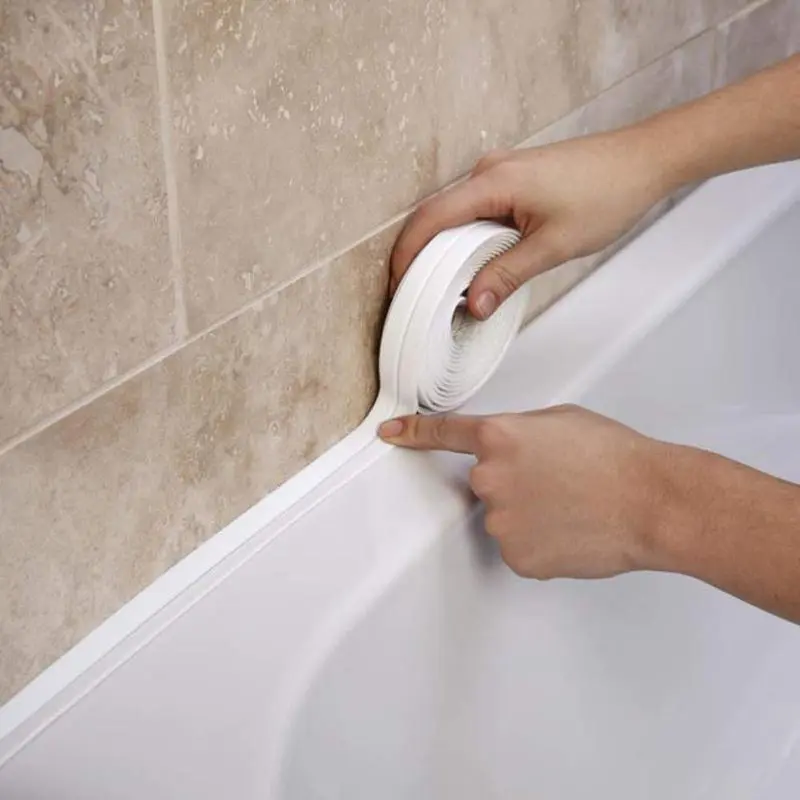 Self-adhesive Caulk Tape, 1 Count Bathroom Corner Caulking Tape, Self-adhesive Sealing Tape for Kitchen Sink, Toilet, Tub Floor Wall Edge Protector Strip, Bathroom Accessories