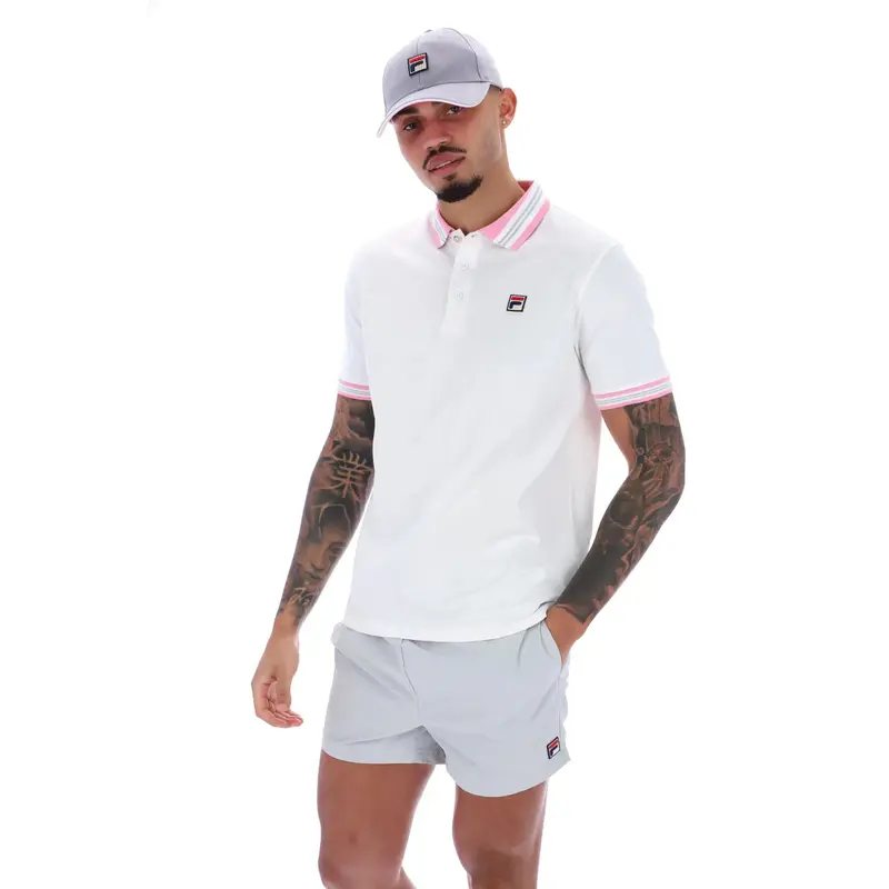 Fila Faraz Tipped Rib Polo White/Prism Pink/High Rise 1