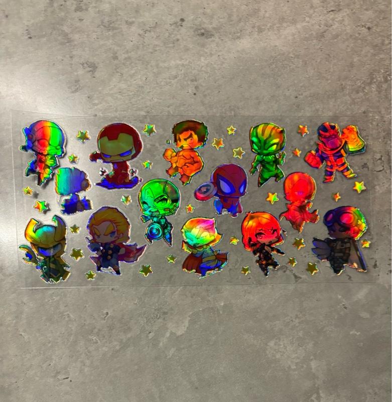 Product Introduction of (RANDOM PICK) HOLOGRAPHIC UV DTF Cup Wraps 10PCS - Multiple Themes - See Listing for Details FREE GIFT WITH PURCHASE 10