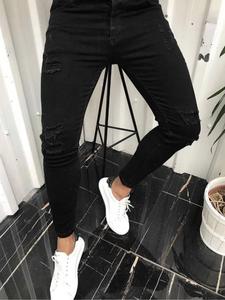 Men's Regular Fit Solid Color Ripped Slim Jeans, Casual Comfy Denim Pants for Daily Wear, Fashion Men's Bottoms for All Seasons, Cotton