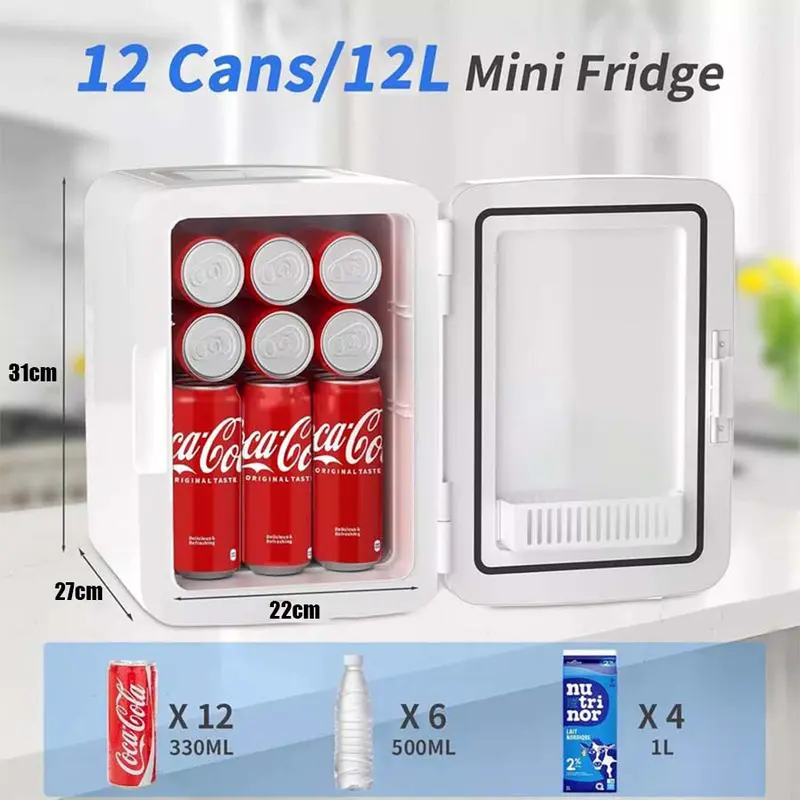 12 Liter Portable Mini Fridge, Travel AC/DC Dual Power, Thermoelectric  Cooler ＆ Warmer,  Eco-Friendly Beauty Fridge Ideal for Camping,  Offices, Dorms 5