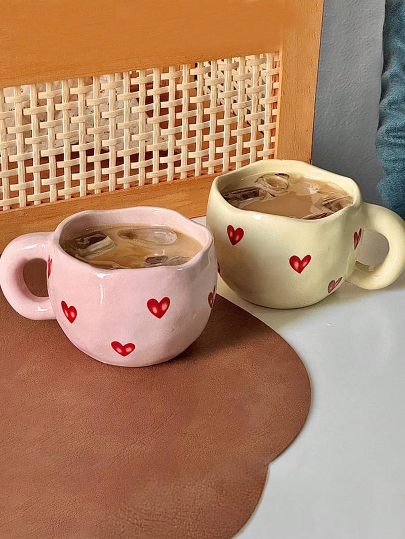 Product Introduction of 2025 New cute girls cupCreative Heart-Shaped Ceramic Cup, High Quality Household Water Cup, Cute Office Coffee Mug, Suitable For CouplesGood gift choice Drinkware Tumbler 6