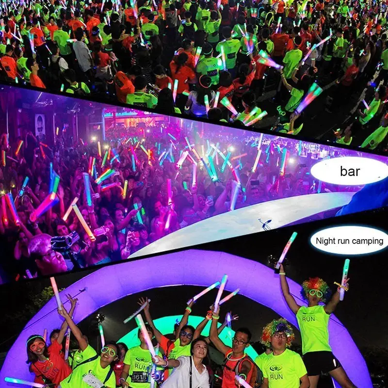 60 LED Foam Glow Sticks Party Wedding Flashing LED Light Stick Light-up Wand UK 3