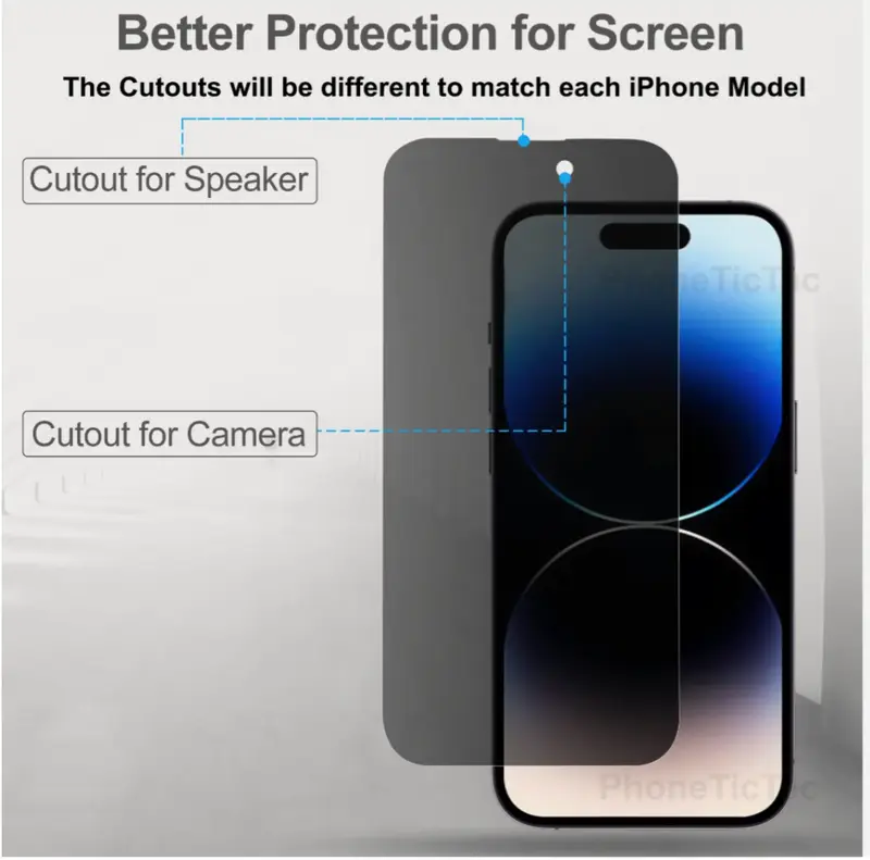 Full Privacy Tempered Glass Screen Protector for iPhone 15 Cover Protection 2