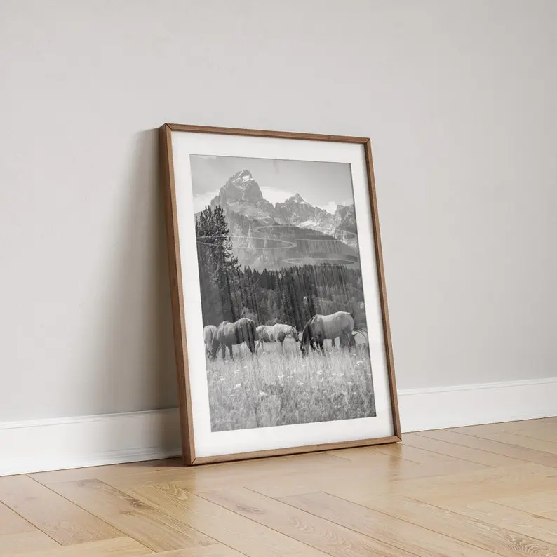 Teton Mountain Range, Wyoming, Wild Horses, 2