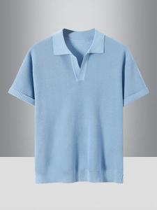 Men's Regular Fit Solid Color Ribbed Polo Shirt, Casual Breathable Short Sleeve Collared Top for Summer, Fashion Men's Clothes for Daily Wear, Tropical