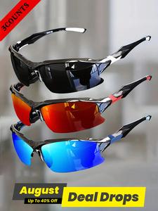 Unisex Sporty Semi-frame Wrap Around Sunglasses, Outdoor Cycling Bike Driving Sunglasses, Biking Sunglasses, Fashion Accessories for Men & Women, Bicycle Shades