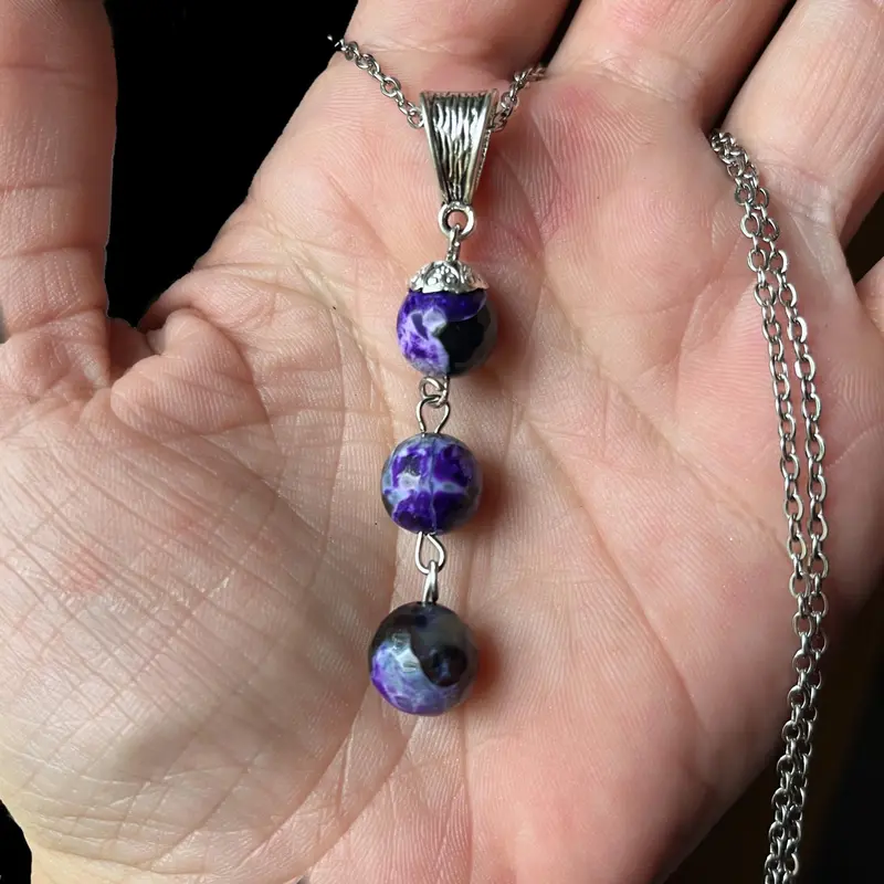 Purple Dragon Vein Agate Cascade Necklace 0