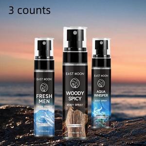 Men's Body Spray Set, 3 Counts/set Long Lasting Refreshing Fragrance Deodorants Spray, Portable Personal Care Product for Men