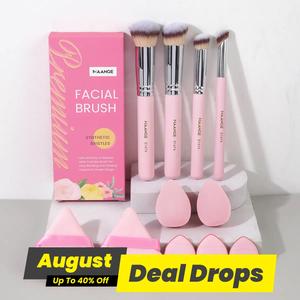 MAANGE Makeup Tools Set, Summer Makeup, 4 Counts Versatile Soft Makeup Brushes & 2 Counts Triangle Puff & 2 Counts Beauty Sponge & 3 Counts Finger Puff, Makeup Accessories
