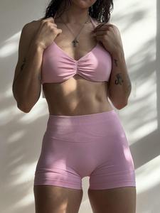 Women's Solid Crop Cami Top & High Waist Shorts Two-piece Set, Casual Fashion Cozy Breathable Two Piece Outfits for Daily Outdoor Wear, Ladies Summer Clothes, Activewear, Sports Fitness Wear, Athletic Activewear Tracksuits, Yoga Set, Gymswear