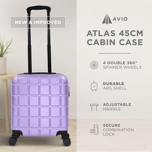 AVIO Atlas Hardcase Cabin Trolley Moving Suitcase Hard Case Hard Shell EasyJet 45x36x20cm Carry On Luggage Bag - TSA Lock, Double-Wheel, 3 Internal Pockets, Telescopic Handle Durable ABS Hard Shell Material RyanAir British Airways Approved No Baggage Fees