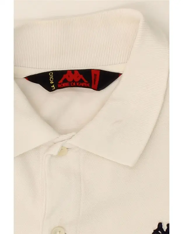 Pre-Owned Vintage KAPPA Mens Polo Shirt Large White Cotton 3